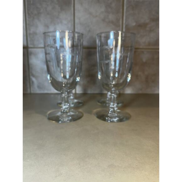 4 - VTG Libbey StemWare Goblet Etched Cut Hand Blown 1950’s Footed Beverage A25 - Picture 9 of 13